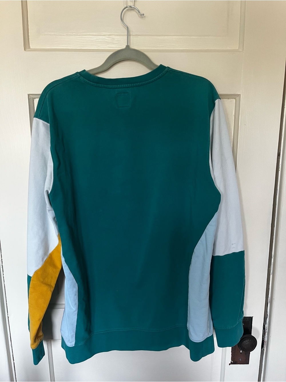 Vans Colorblock Crewneck Sweatshirt | Teal Blue Mustard | Unisex - Picture 4 of 13